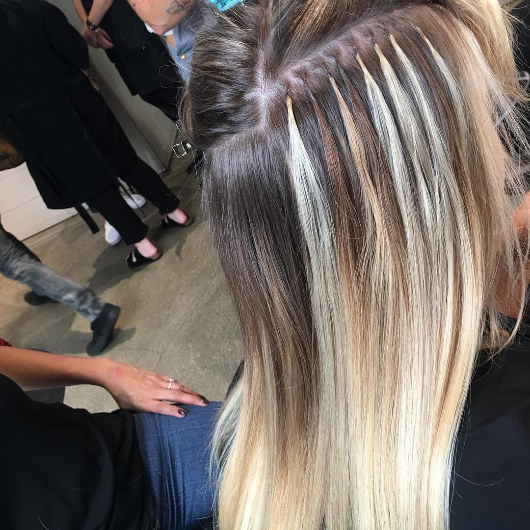 Hair extensions before and after